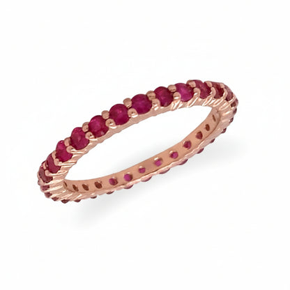 14k gold petite eternity band with alternating gemstones