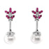 18k white gold earrings with pink sapphires, diamonds, and South Sea pearls by Diamond Tales