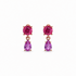 14k rose gold drop earrings with round pink tourmaline and pear pink sapphires