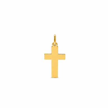 14k yellow gold plain cross pendant, 12 x 21 mm