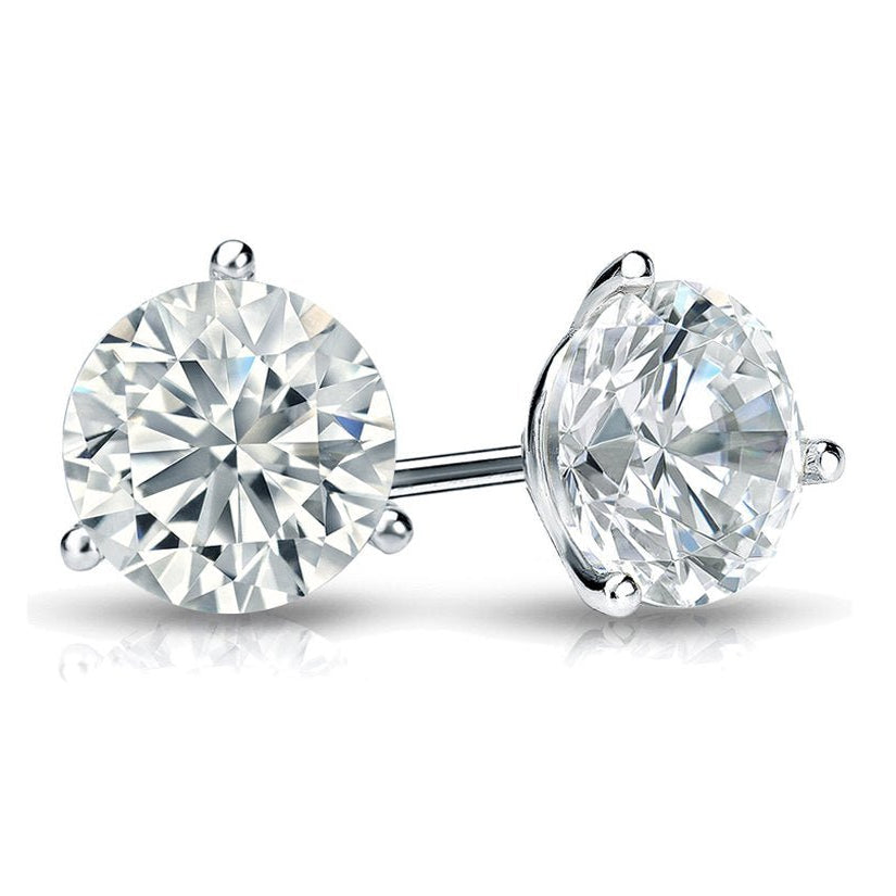 Platinum GIA natural round diamond stud earrings with 1.80 cts diamonds