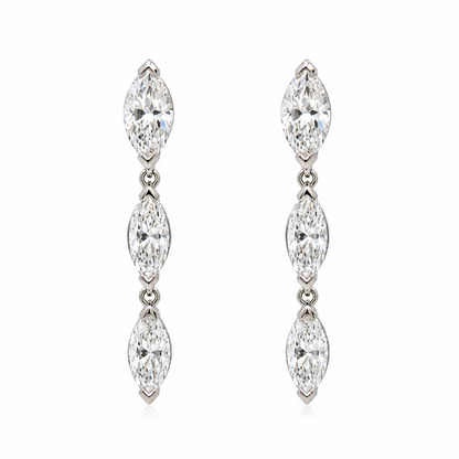 platinum inline drop earrings with marquise diamonds 1.49 ct color g