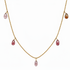 14k gold shaker necklace with five purple sapphires