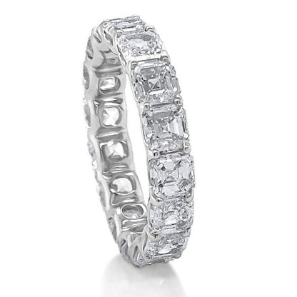radiant cut lab diamond eternity ring in platinum with 4.96 carats total weight