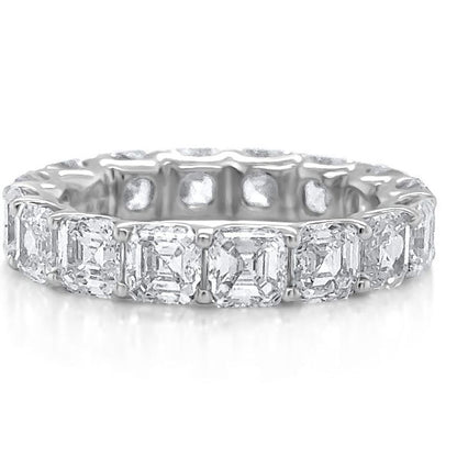 radiant cut lab diamond eternity ring in platinum with 4.96 carats total weight