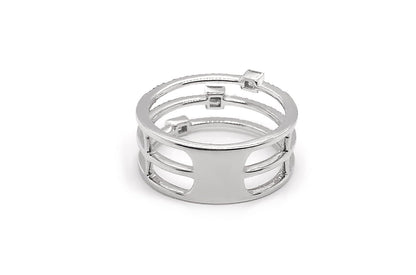 Ring 14kt White Gold Triple Diamonds Band - Diamond Tales Fine Jewelry