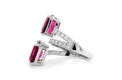 Ring 18kt Gold Purple Garnet &amp; Pave Diamonds - Diamond Tales Fine Jewelry
