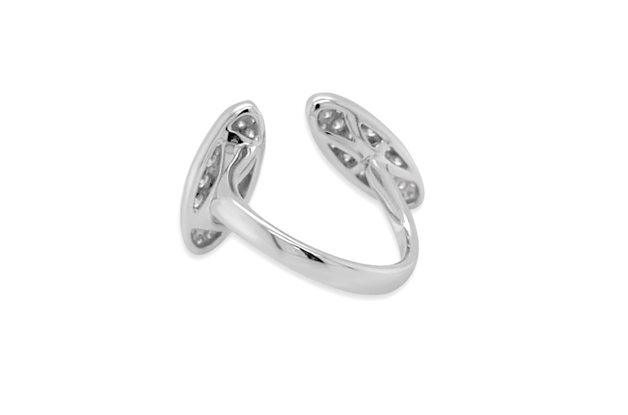 Ring 18kt Gold You &amp; I Oval Pave Diamonds - Diamond Tales Fine Jewelry
