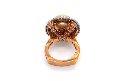 Ring 18kt Rose Gold Pearls Sapphires &amp; Diamonds - Diamond Tales Fine Jewelry