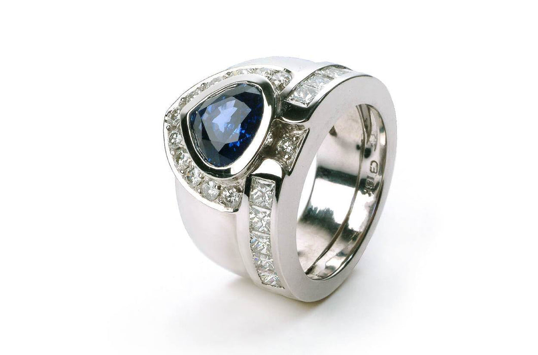 Ring Ceylon Sapphire 18kt White Gold - Diamond Tales Fine Jewelry