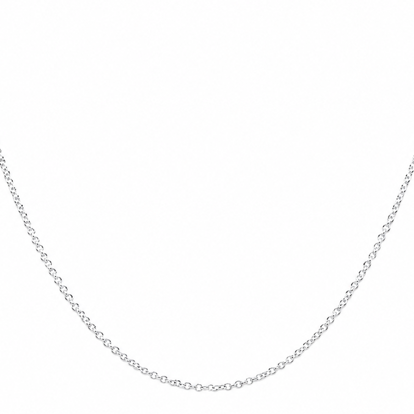 14k white gold rolo chain necklace, 18 inch adjustable