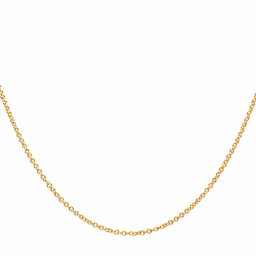 14k yellow gold rolo chain necklace, 18 inch adjustable
