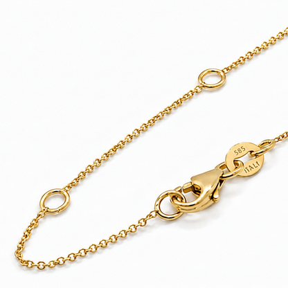 solid 14k yellow gold rolo link chain, detail view