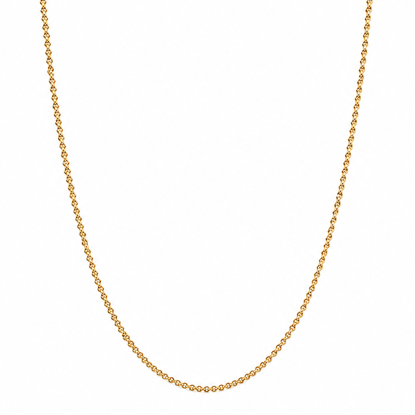 18k yellow gold rolo chain necklace, 18 inch adjustable to 16