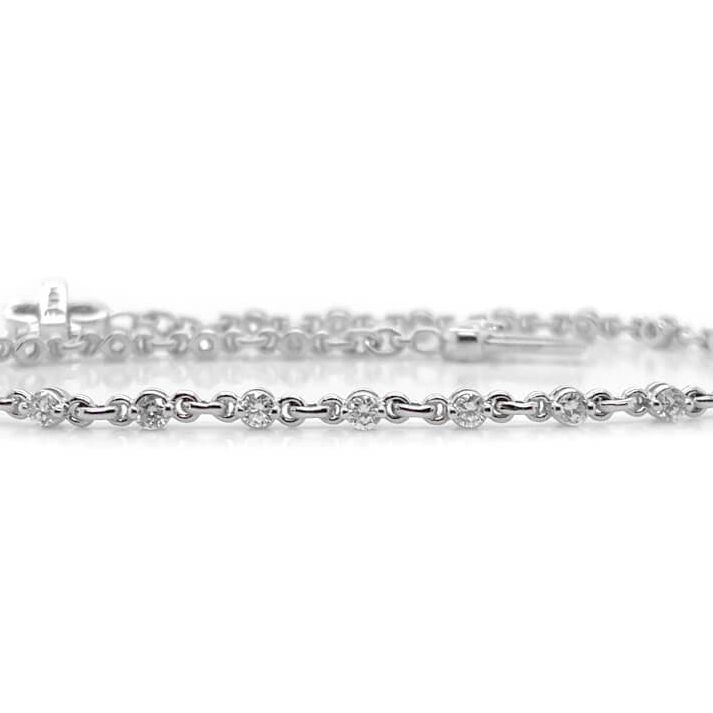 14k gold chain bracelet with round brilliant diamonds by Diamond Tales