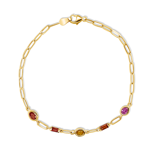 14k gold chain bracelet with round brilliant diamonds by Diamond Tales