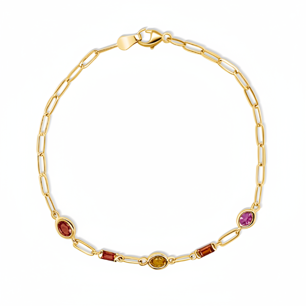 14k gold chain bracelet with round brilliant diamonds by Diamond Tales