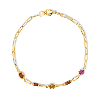 14k gold chain bracelet with round brilliant diamonds by Diamond Tales