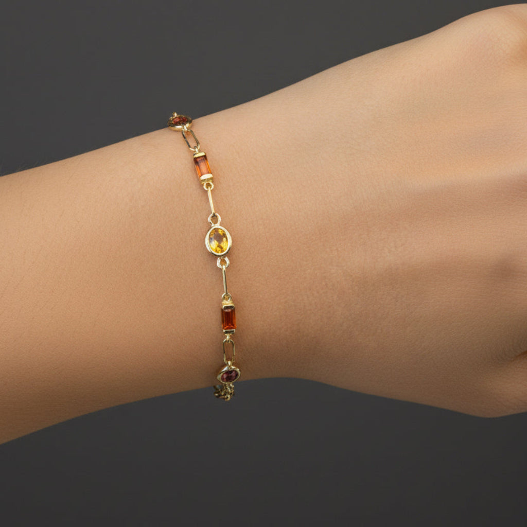 14k gold chain bracelet with round brilliant diamonds by Diamond Tales