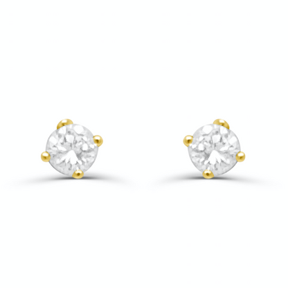 14k gold mini stud earrings with round diamonds