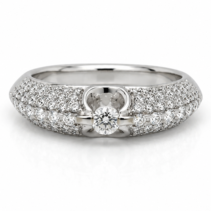 18k gold ring with a 0.80 ct round diamond