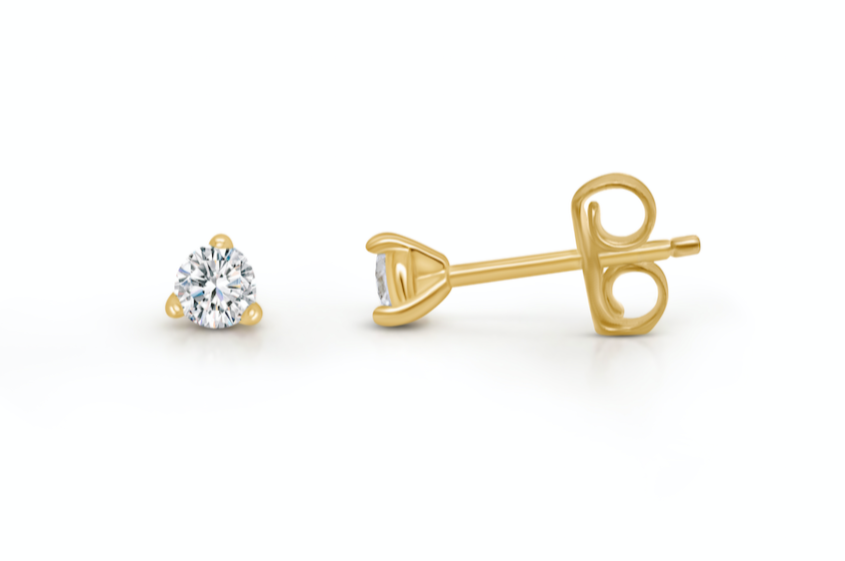 Natural round diamond stud earrings in 18k gold
