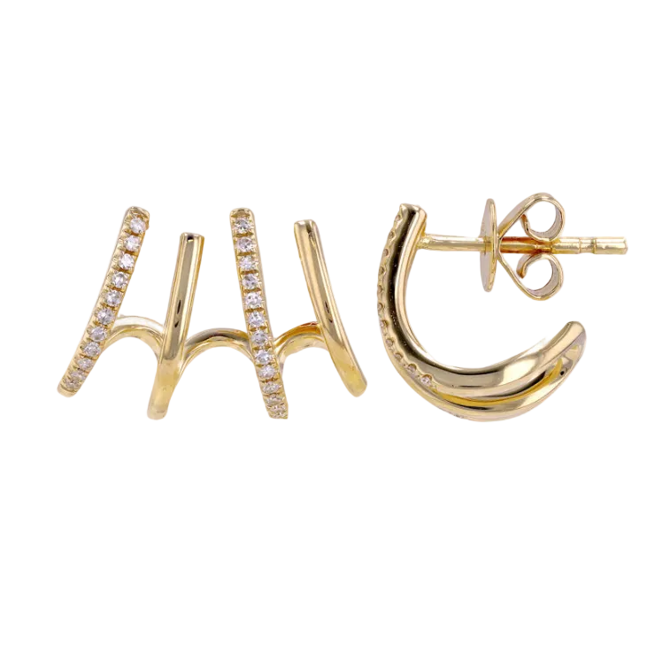 round diamond stud earrings in 14k yellow gold with four prong setting
