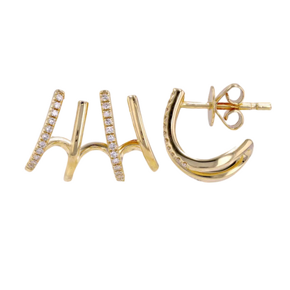 round diamond stud earrings in 14k yellow gold with four prong setting