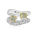 18k gold double curved band ring with round and oval diamonds by Diamond Tales