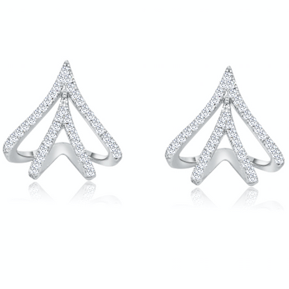 14k gold rounded claw earrings with 94 round brilliant-cut diamonds totaling 0.22 carats