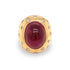 18k yellow gold ring with rubellite cabochon and diamond accents