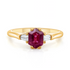 18k yellow gold ring with rubies and baguette diamonds by Diamond Tales