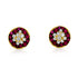 18k yellow gold ruby and diamond round cluster earrings by Diamond Tales