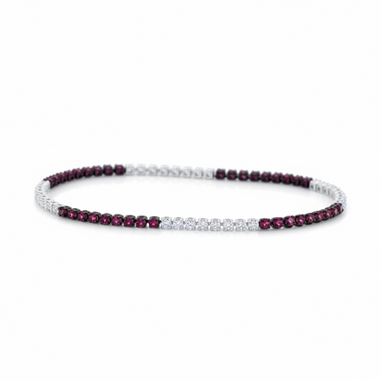 18k gold tennis bracelet with alternating rubies and diamonds