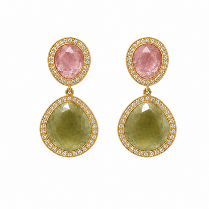 14k gold earrings with sapphires and diamonds