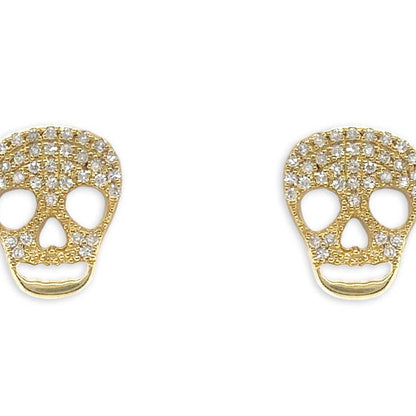14k gold skull diamond stud earrings by Diamond Tales