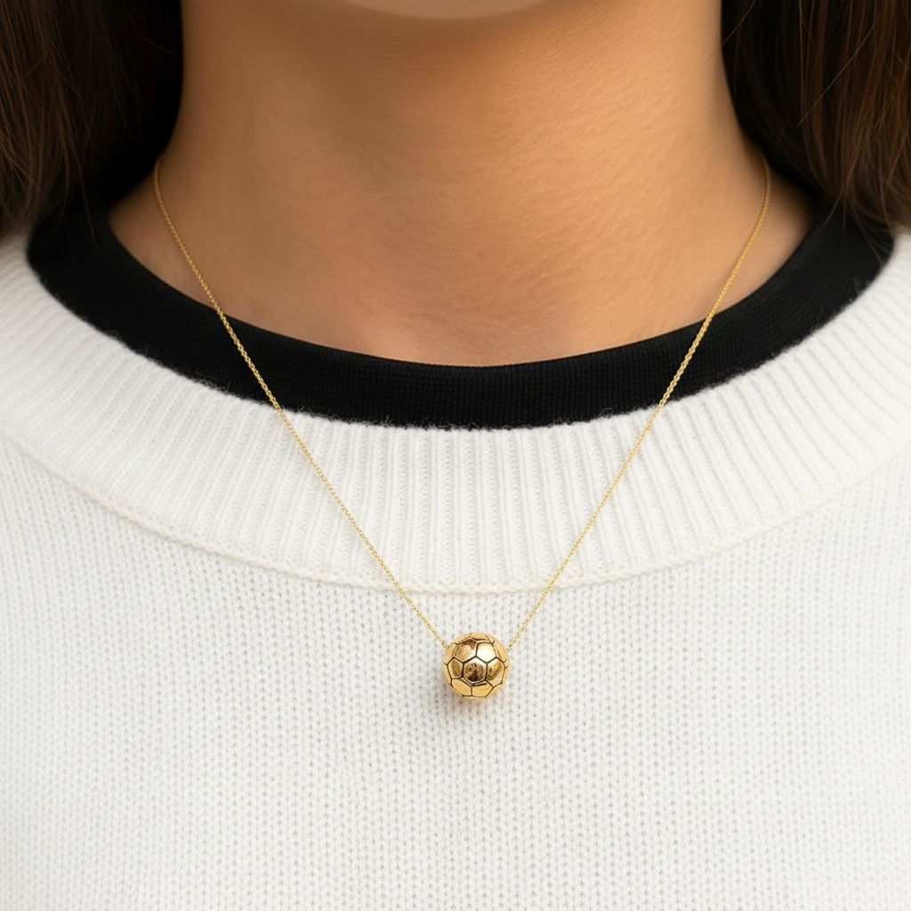14k gold soccer ball necklace by Diamond Tales