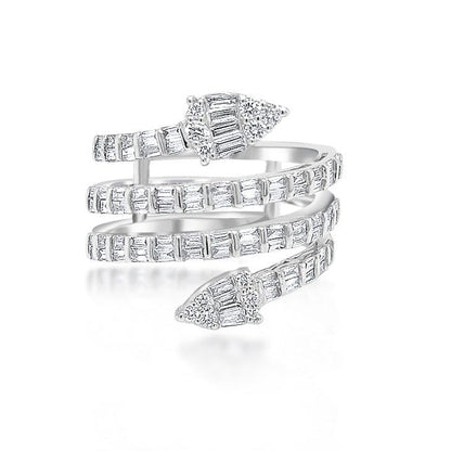 18k white gold spiral ring with approximately 0.86 ct mixed-cut diamonds