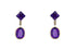 14k yellow gold stud earrings featuring square and oval amethysts with diamond accents