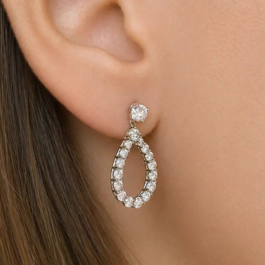 18k gold teardrop earrings with diamond accents