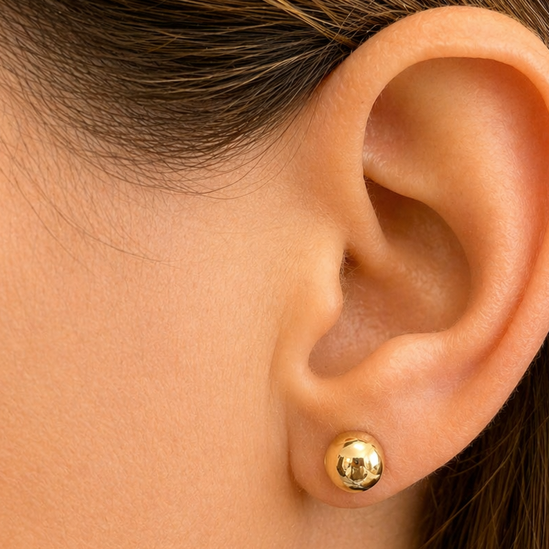 14k gold tennis ball earrings by Diamond Tales