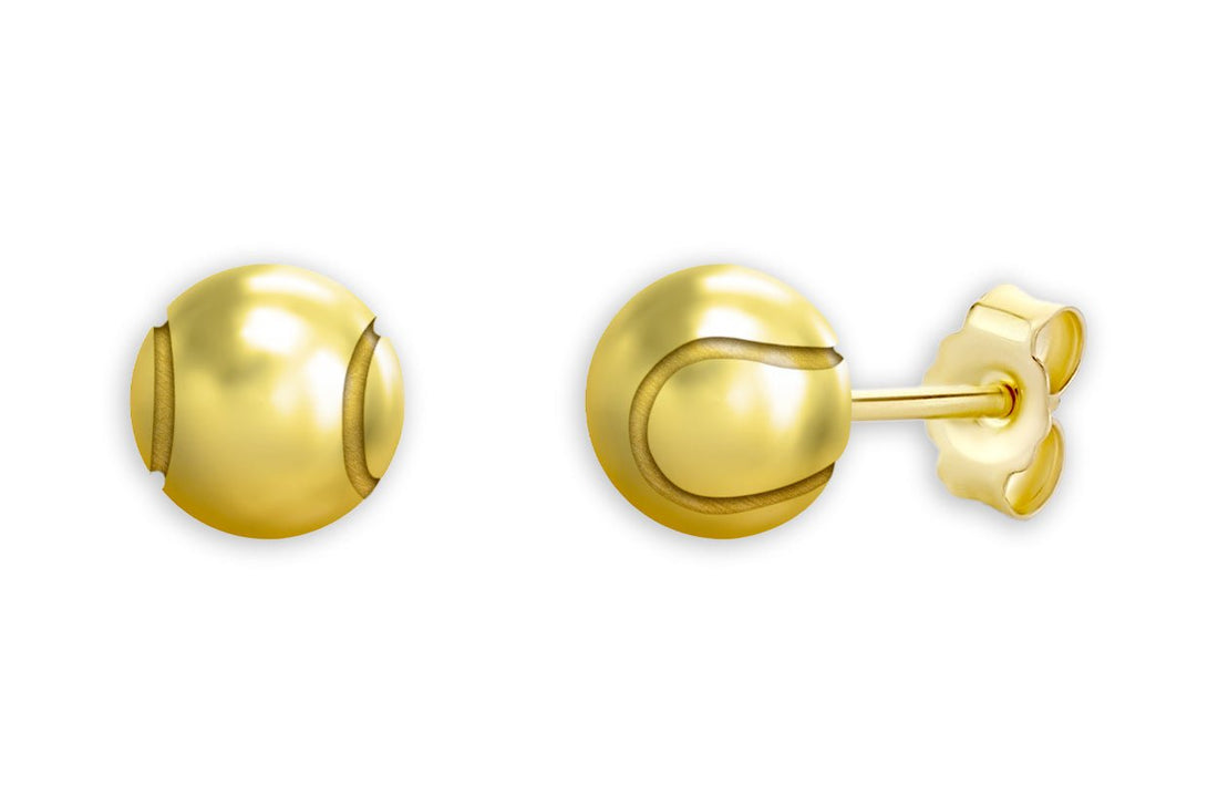 14k gold tennis ball earrings by Diamond Tales