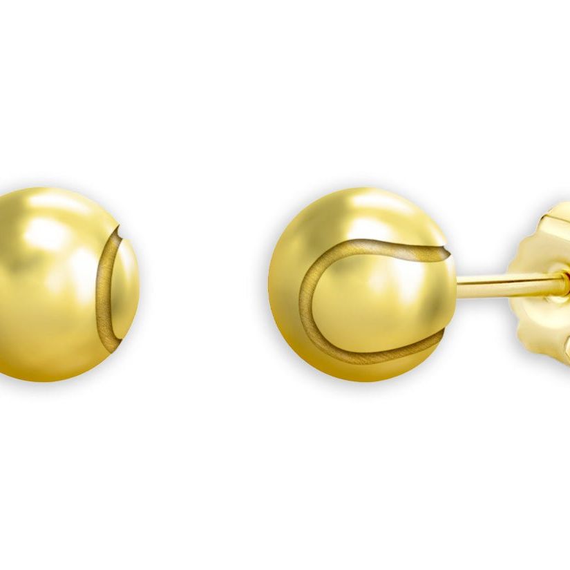 14k gold tennis ball earrings by Diamond Tales