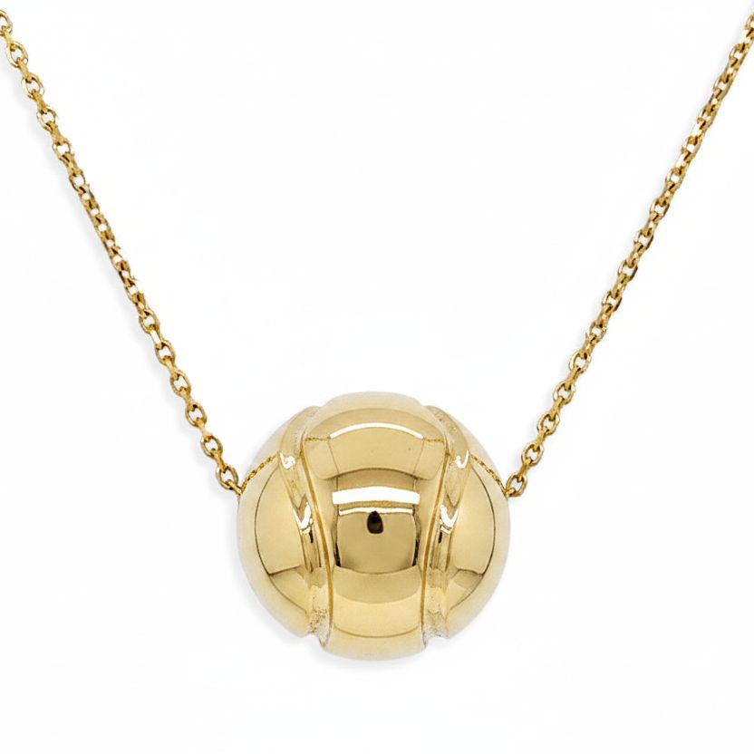 14k gold tennis ball necklace by Diamond Tales