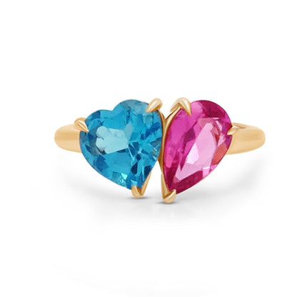 Tourmaline and blue topaz ring in 18k gold – Diamond Tales