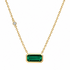 Emerald-cut tourmaline and diamond pendant necklace in 14k yellow gold