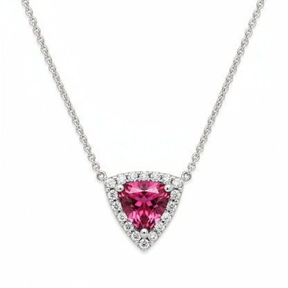 18k white gold necklace with trillion-cut tourmaline and pavé diamond accents