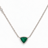 Trillion-cut emerald and diamond pendant necklace in 14k white gold