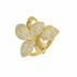 triple row diamond flower ring in 14k gold with round diamonds