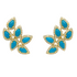 14k yellow gold climber earrings with pear cabochon turquoise and diamonds